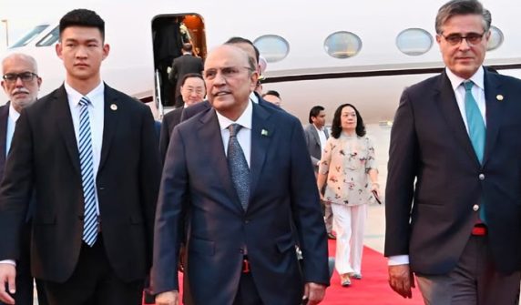 President Asif Ali Zardari arrives in China on a 5-day visit