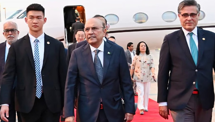 President Asif Ali Zardari arrives in China on a 5-day visit