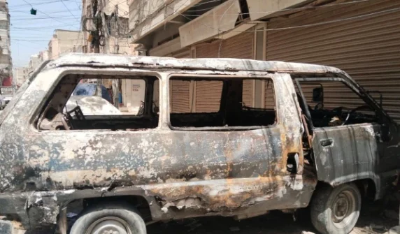 Van completely burnt to ashes during school fire