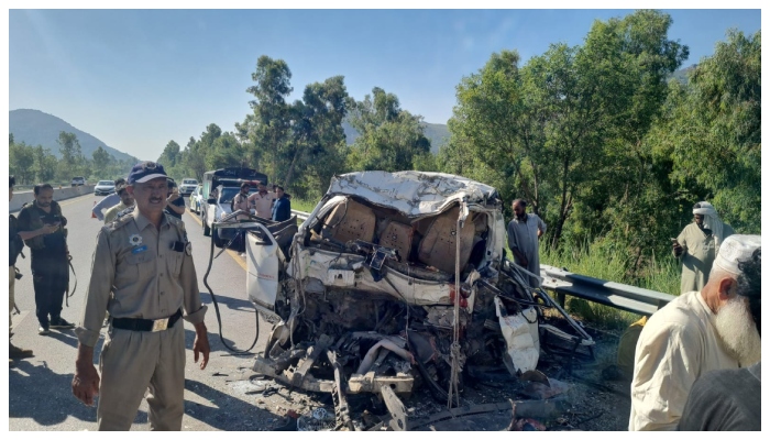 11 passengers killed as speeding van collides with bus on Swat Expressway