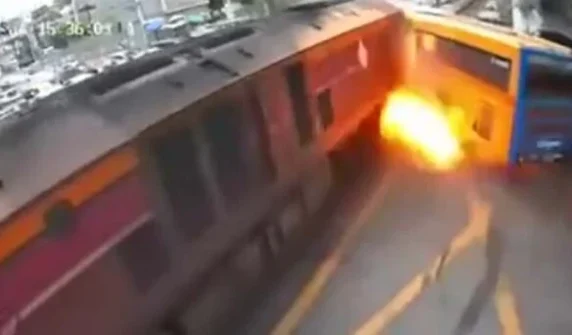 Horrifying video of train and bus collision in Thailand emerges