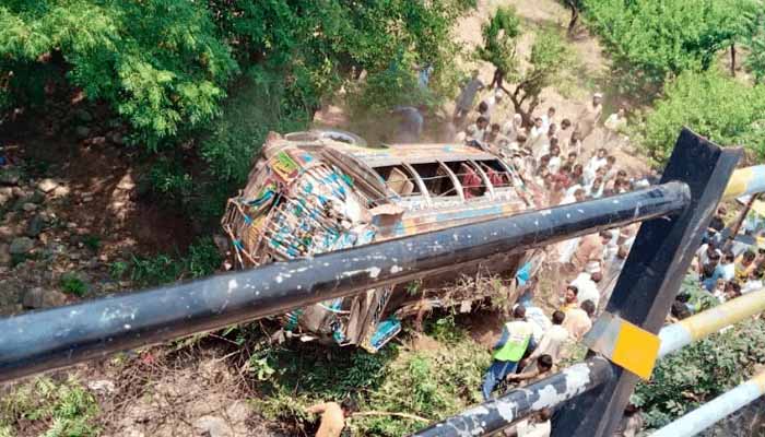School bus carrying female students falls into a ditch