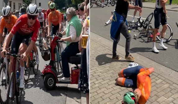 Horrific accident caused by elderly woman's mistake during bicycle race