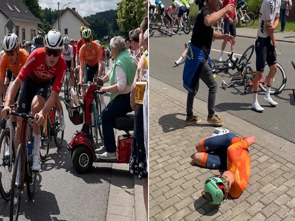 Horrific accident caused by elderly woman's mistake during bicycle race
