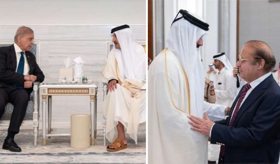 Shahbaz Sharif and Nawaz Sharif meet the Emir of Qatar