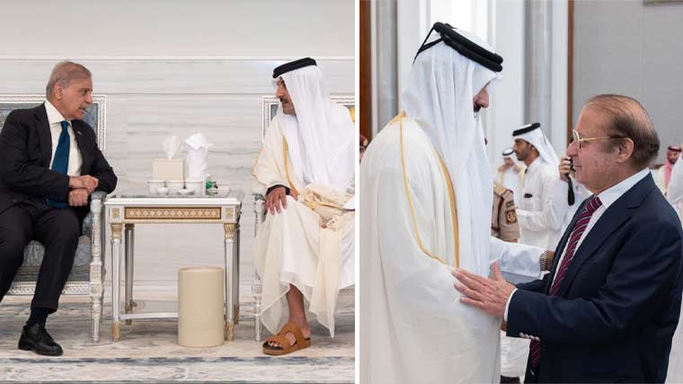 Shahbaz Sharif and Nawaz Sharif meet the Emir of Qatar