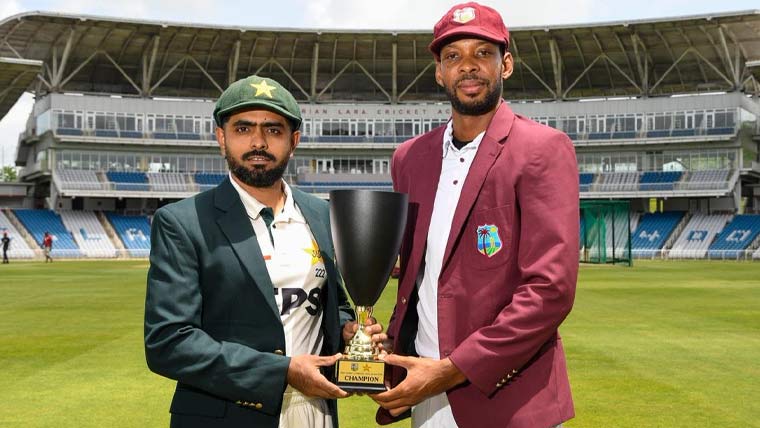 Unveiling of the Test series trophy between Pakistan and the West Indies.