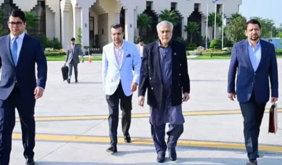 Deputy Prime Minister Ishaq Dar departs for China to attend the World Artificial Intelligence Conference.