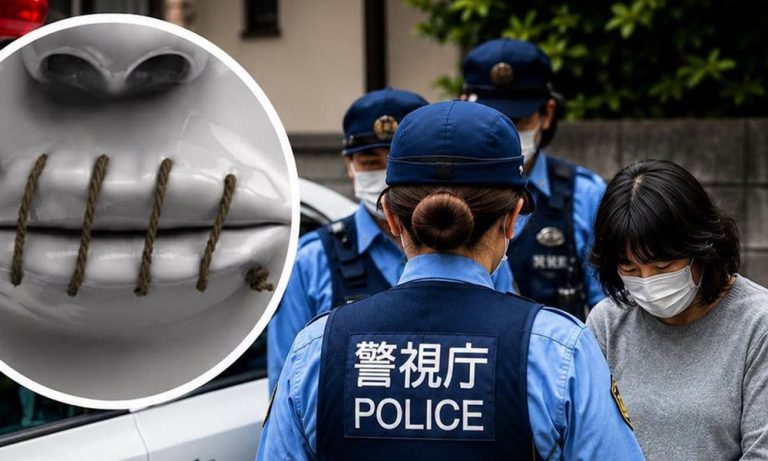 Woman in Japan arrested on charges of sewing a female colleague's lips shut with needle and thread.