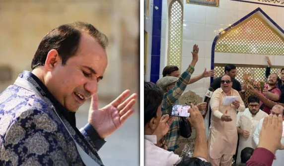 Rahat Fateh Ali Khan defends Qawwali performance at Nusrat Fateh Ali Khan's grave.