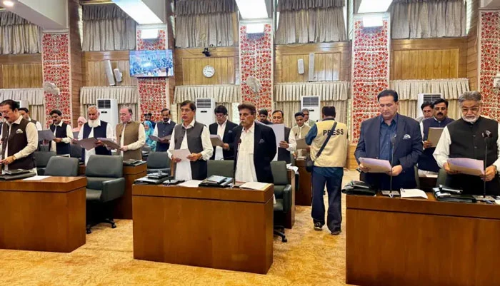 Forty-six newly elected members of the Azad Kashmir Assembly have taken the oath.