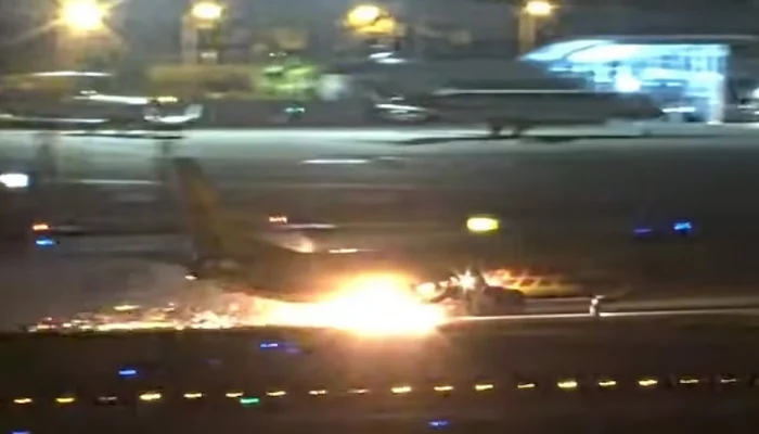 A Boeing cargo plane caught fire at Los Angeles Airport.