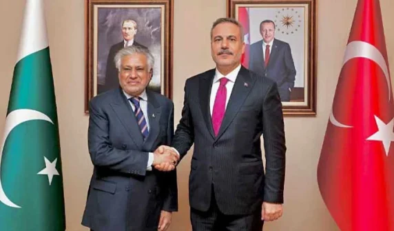 Ishaq Dar meets Turkish Foreign Minister Hakan Fidan.