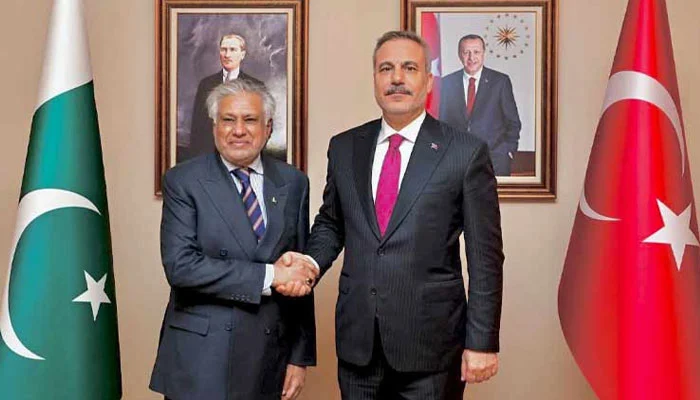 Ishaq Dar meets Turkish Foreign Minister Hakan Fidan.