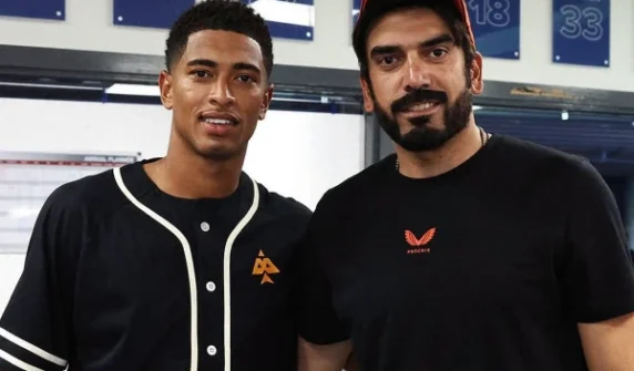 English footballer Jude Bellingham's batting against Pakistani spinner Usman Tariq