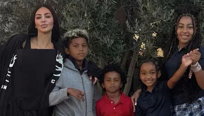 How is Kim Kardashian raising her four children after separating from Kanye West?