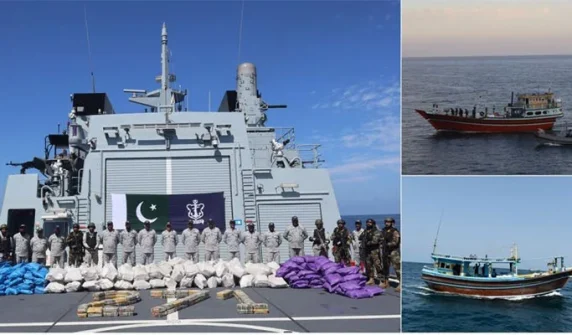 A Pakistan Navy ship seized narcotics worth over $90 million in two operations