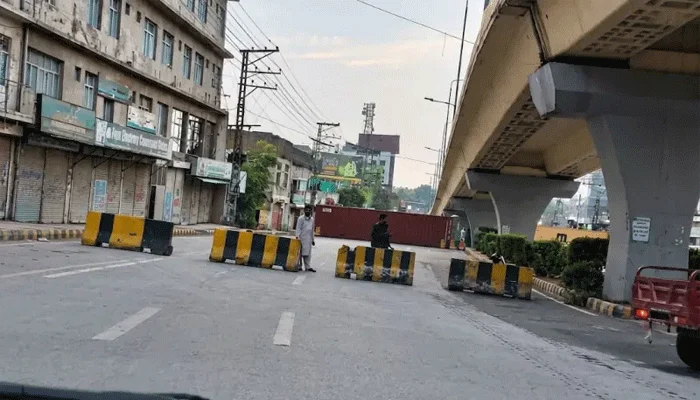 Roads at various locations in Peshawar have been blocked by placing containers.