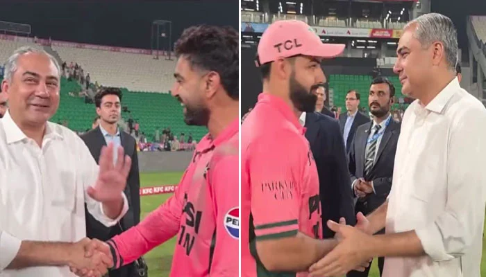 PCB Chairman arrived at the ground to meet the heroes following their extraordinary success.